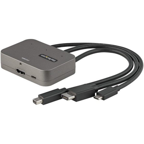StarTech.com 3-in-1 Multiport to HDMI Adapter, 4K 60Hz USB-C, HDMI or Mini DP to HDMI Video Converter, Conference Room Digital AV Adapter For Cheap