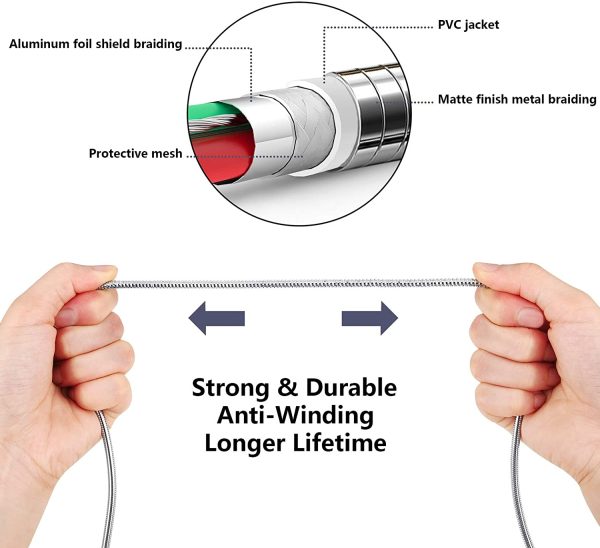 3ft and 6ft Long Metal PD USB-C Cables Fast Charge TYPE-C to TYPE-C Cord Power Wire USB-C to USB-C Data Sync - ONY65 Supply - Image 4